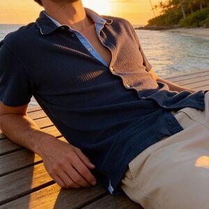 Zegna Men's Blue Short Sleeve Shirt size M